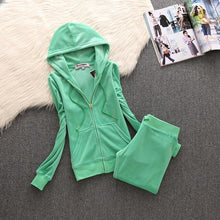 Load image into Gallery viewer, velvet women's sportswear suit 2019 new Korean version of the velvet sweater two sets of thin hooded spring and autumn clot