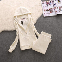 Load image into Gallery viewer, velvet women's sportswear suit 2019 new Korean version of the velvet sweater two sets of thin hooded spring and autumn clot