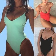 Load image into Gallery viewer, Women Solid Bikinis Sexy Bandage One Piece Backless Swimsuit Female Bathing Suits Bodysuit Beach Wear New Swim Suit Monokini