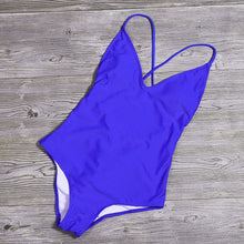 Load image into Gallery viewer, Women Solid Bikinis Sexy Bandage One Piece Backless Swimsuit Female Bathing Suits Bodysuit Beach Wear New Swim Suit Monokini