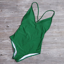 Load image into Gallery viewer, Women Solid Bikinis Sexy Bandage One Piece Backless Swimsuit Female Bathing Suits Bodysuit Beach Wear New Swim Suit Monokini