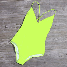 Load image into Gallery viewer, Women Solid Bikinis Sexy Bandage One Piece Backless Swimsuit Female Bathing Suits Bodysuit Beach Wear New Swim Suit Monokini