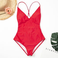 Load image into Gallery viewer, 2020 New Women Solid Swimwear Sexy Bandage One Piece Swimsuit Backless Bathing Suit Bodysuit Beachwear Swim Monokini Plus Size