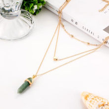 Load image into Gallery viewer, WKOUD 3 Layer Hexagonal Column Quartz Necklaces Pendants Natural Stone Bullet Pink Crystal Pendant Necklace For Women Je