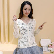 Load image into Gallery viewer, 42 (had 2 row 2) in the spring of the new product Grid sandwiched color knit fork poised under MAO F2272 women's wear