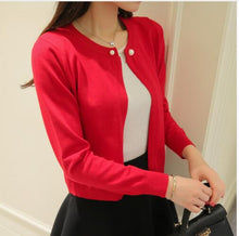 Load image into Gallery viewer, 42 (had 2 row 2) in the spring of the new product Grid sandwiched color knit fork poised under MAO F2272 women's wear