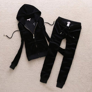 velvet women's sportswear suit 2019 new Korean version of the velvet sweater two sets of thin hooded spring and autumn clot