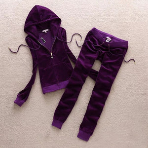 velvet women's sportswear suit 2019 new Korean version of the velvet sweater two sets of thin hooded spring and autumn clot