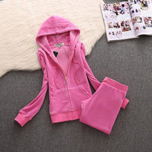 Load image into Gallery viewer, velvet women&#39;s sportswear suit 2019 new Korean version of the velvet sweater two sets of thin hooded spring and autumn clot
