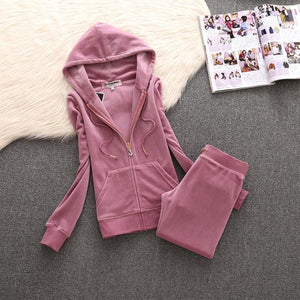 velvet women's sportswear suit 2019 new Korean version of the velvet sweater two sets of thin hooded spring and autumn clot