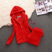 Load image into Gallery viewer, velvet women&#39;s sportswear suit 2019 new Korean version of the velvet sweater two sets of thin hooded spring and autumn clot
