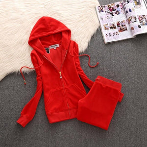 velvet women's sportswear suit 2019 new Korean version of the velvet sweater two sets of thin hooded spring and autumn clot