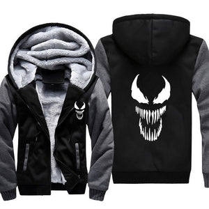 Venom Hoodies Men Hooded Casual Wool Winter Thickened Warm Coat Male Velvet Male Sweatshirts Coat Zipper Cardigan Hoody Man Clot