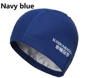 New 2019 Elastic Waterproof PU Fabric Protect Ears Long Hair Sports Swim Pool Hat Swimming Cap Free size for Men & Women Adults