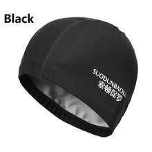 Load image into Gallery viewer, New 2019 Elastic Waterproof PU Fabric Protect Ears Long Hair Sports Swim Pool Hat Swimming Cap Free size for Men &amp; Women Adults
