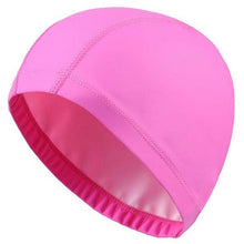 Load image into Gallery viewer, New 2019 Elastic Waterproof PU Fabric Protect Ears Long Hair Sports Swim Pool Hat Swimming Cap Free size for Men &amp; Women Adults
