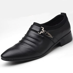 2019 New PU Leather Men's Business Dress Shoes Pointed Toe Slip On Loafers Male Oxford Wedding Formal Sheos For Men Plus Size 48