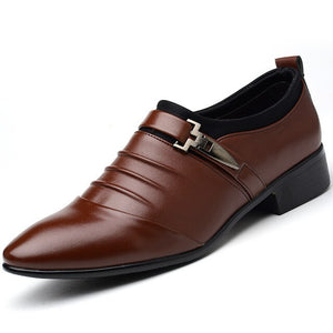 2019 New PU Leather Men's Business Dress Shoes Pointed Toe Slip On Loafers Male Oxford Wedding Formal Sheos For Men Plus Size 48