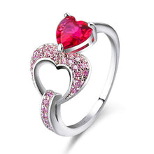 Load image into Gallery viewer, Heart Shaped Rainbow Fire Mystery With Purple Cubic Zirconia Couple Silver Ring Classic Fashion Lover Classic Engagement Ring Je
