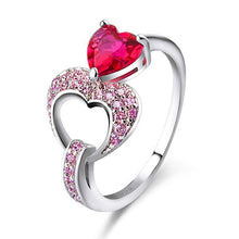 Load image into Gallery viewer, Heart Shaped Rainbow Fire Mystery With Purple Cubic Zirconia Couple Silver Ring Classic Fashion Lover Classic Engagement Ring Je
