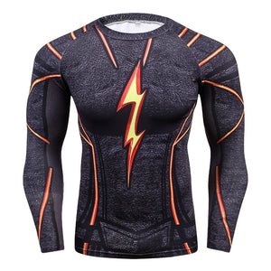 2018 FLASH Compression Shirt Men 3D Printed T-shirts Men Raglan Long Sleeve Cosplay Costume Tops Male fitness body building Clot