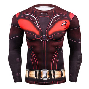 2018 FLASH Compression Shirt Men 3D Printed T-shirts Men Raglan Long Sleeve Cosplay Costume Tops Male fitness body building Clot