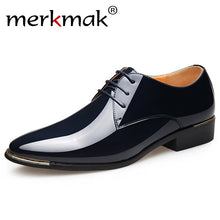 Load image into Gallery viewer, 2018 Nmerkmak Newly Men&#39;s Quality Shinny PU Leather Shoes Plus Size 38-47 BlackLace Up Leather Wedding Shoes Soft Party Footwear
