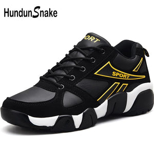 Hundunsnake Summer Men's Shoes Sporty Man Sneakers Women Running Shoes Man Sports Shoe Sport Men Pu Leather Trainers Black A-177